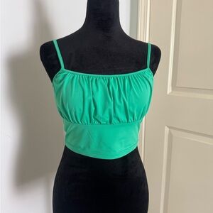 Divided Green Ruched Crop Camisole Top